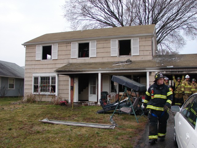 Firefighter E. O'Donnell after a Pennypaker Park house fire