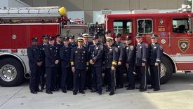 Members of Willingboro Fire Department stand with FF Derek O'Donnell.